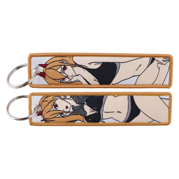 Wholesale Japanese Anime Woven Label Keychain Lanyard  Fabric Anime Peripheral