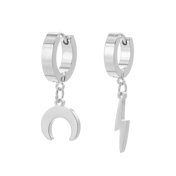 Wholesale Men's Stainless Steel Asymmetric Lightning Earrings Fashion Titanium Steel Jewelry Earrings Accessories