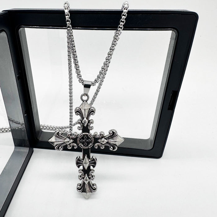Wholesale Alloy Flame Cross Simple Pendant Men's Necklace JDC-NE-DanYuan004
