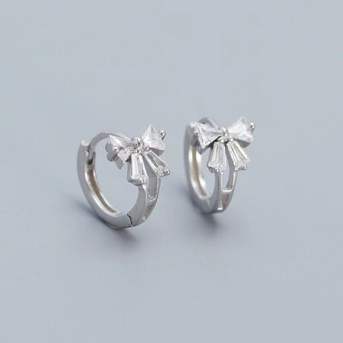 Wholesale Silver Needle Bow Ear Buckle New Round Earrings