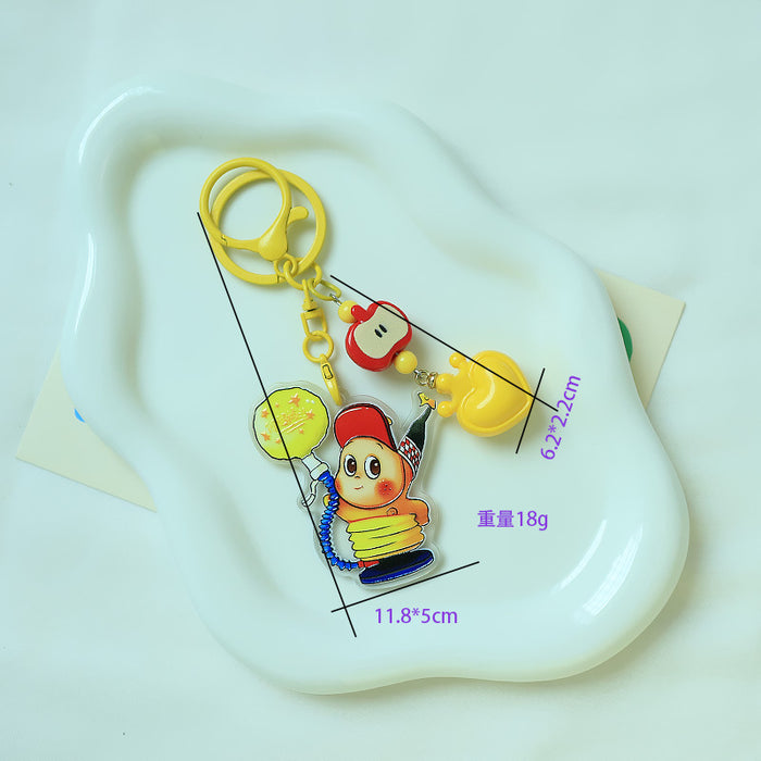 Wholesale Cute Red Apple Star Acrylic Relief Keychain Pendant Ins Cartoon Heart Backpack Hanging Jewelry