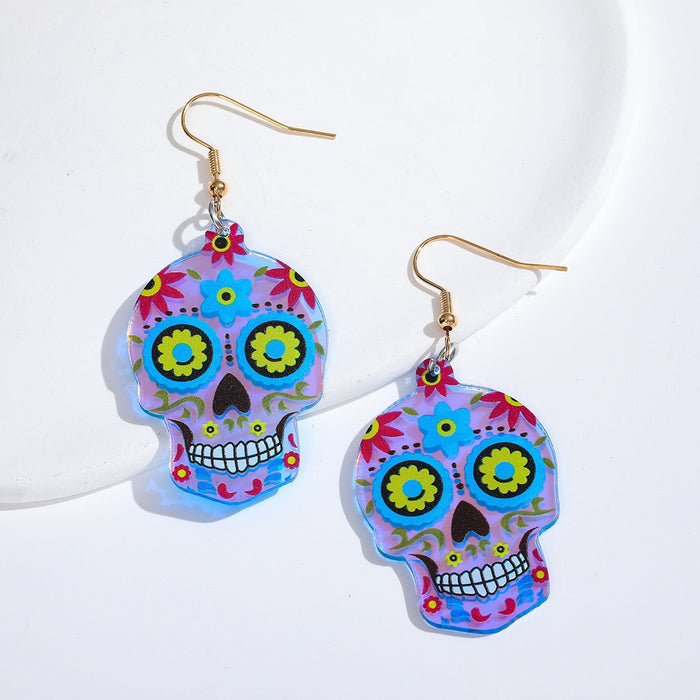 Wholesale Acrylic Skull Earrings Cartoon Hip Hop Punk Ear Studs MOQ≥2