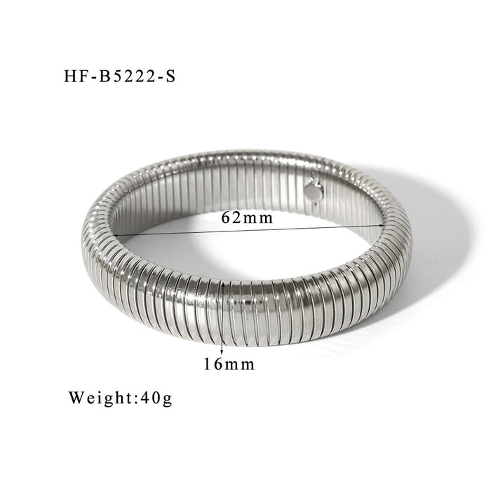 Wholesale Wide Edge Stainless Steel Elastic Bracelet JDC-BT-ChengBing003