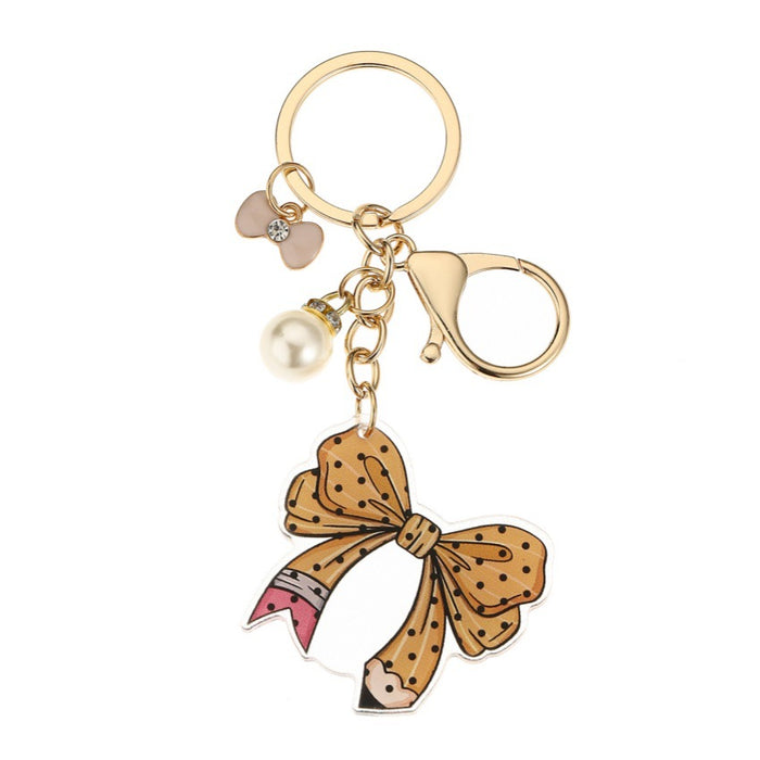 Wholesale Acrylic Pearl Bow Keychain