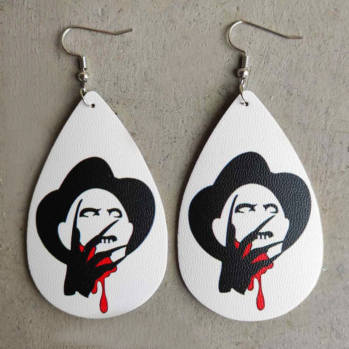 Wholesale Halloween Funny PU Leather Earrings JDC-ES-HeYi093