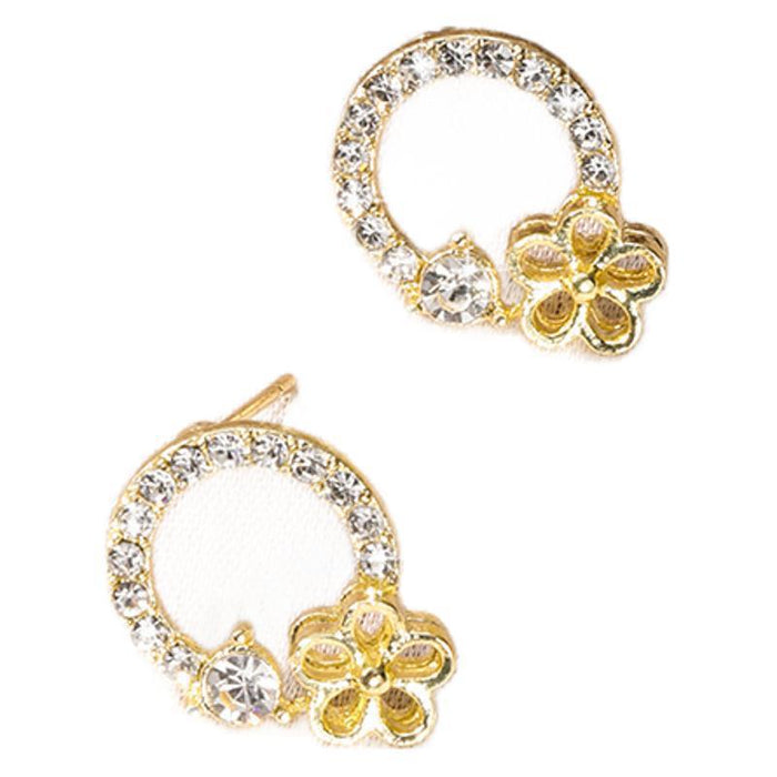 Wholesale Pearl rose earrings with elegant geometric circles and minimalist design