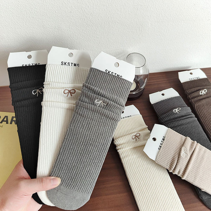 Wholesale New socks with bow embroidery, midsole, loose mouth, stacked socks