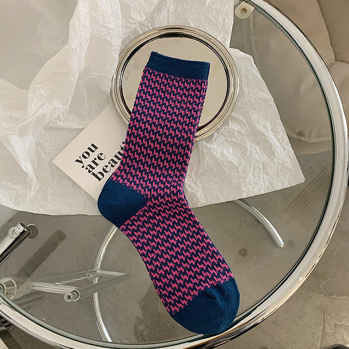 Wholesale Retro socks with a mid tube and versatile high waist, stacked socks made of cotton