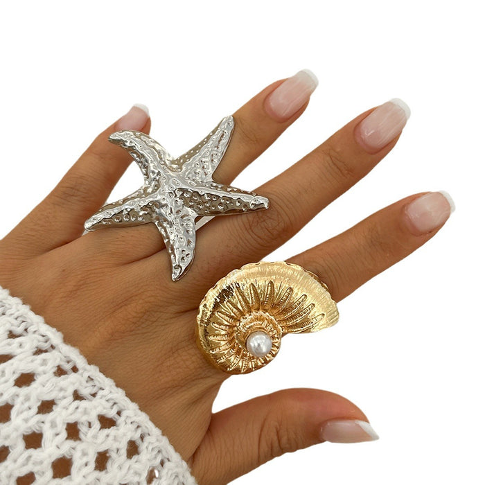 Wholesale Jewelry alloy ring imitation pearl adjustable ring