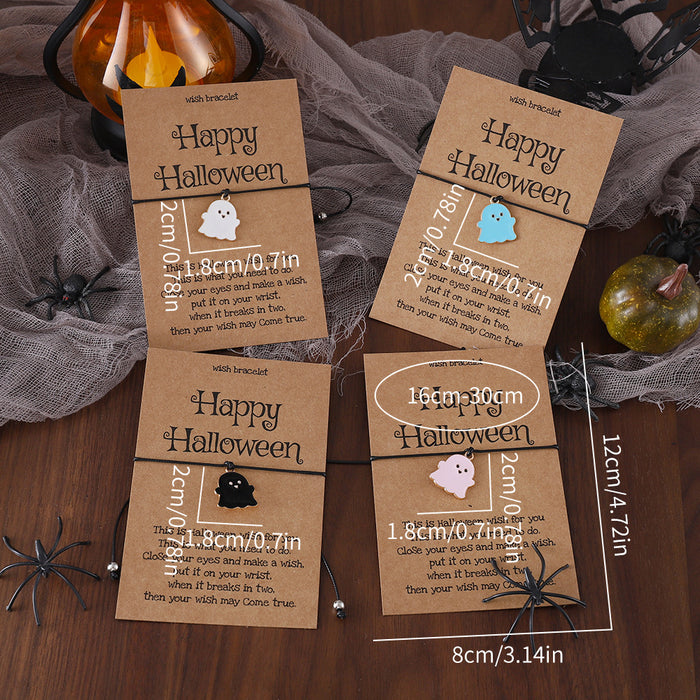 Wholesale Cute colorful ghost pendant bracelet funny oil drop hand-woven card ornaments