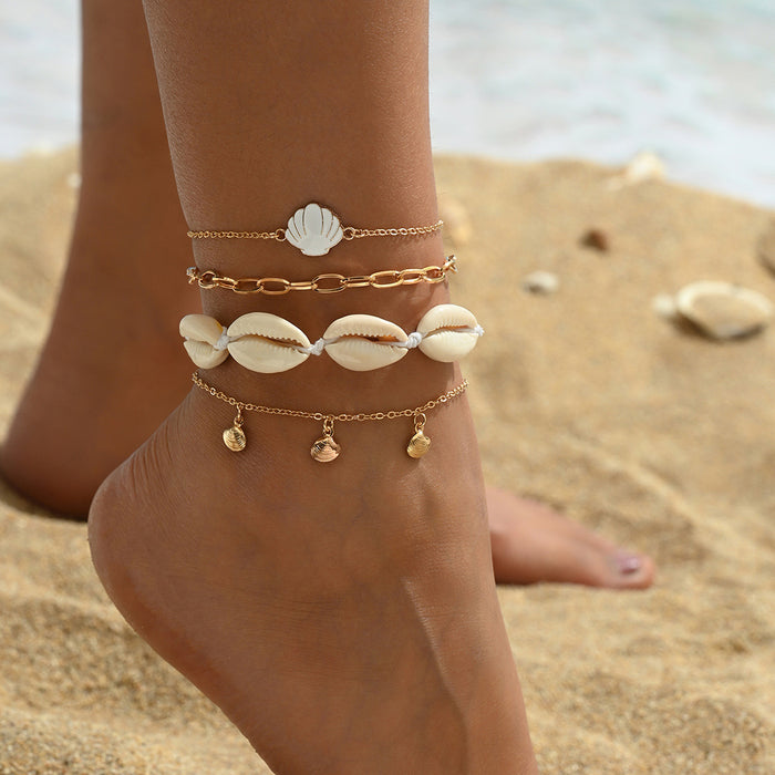 Wholesale Retro Shell Pendant Beaded Anklet Fashion Jewelry Accessory MOQ≥2