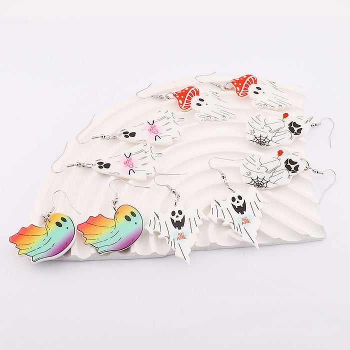 Wholesale Halloween Acrylic Double Sided Printing Cartoon Horror Ghost Earrings JDC-ES-Dagou006