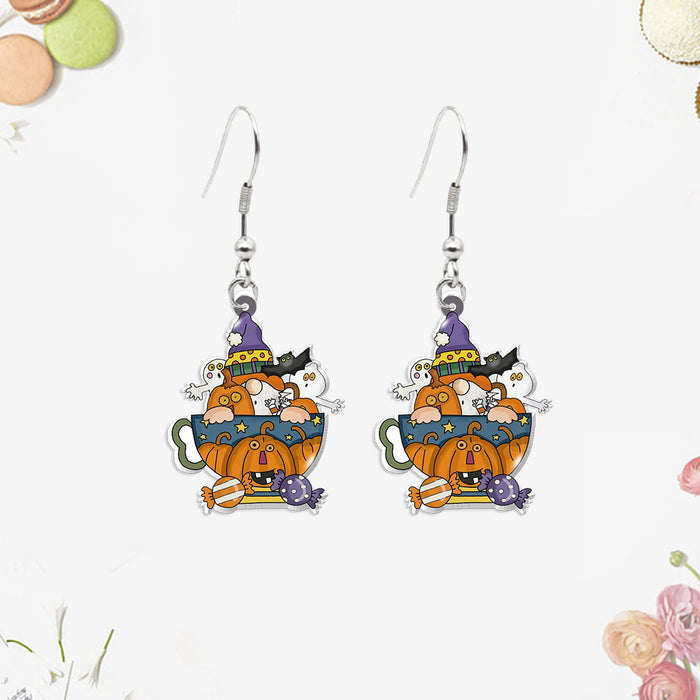 Wholesale pumpkin dripping oil funny Heat Shrinkable earrings dwarf elderly  series jewelry