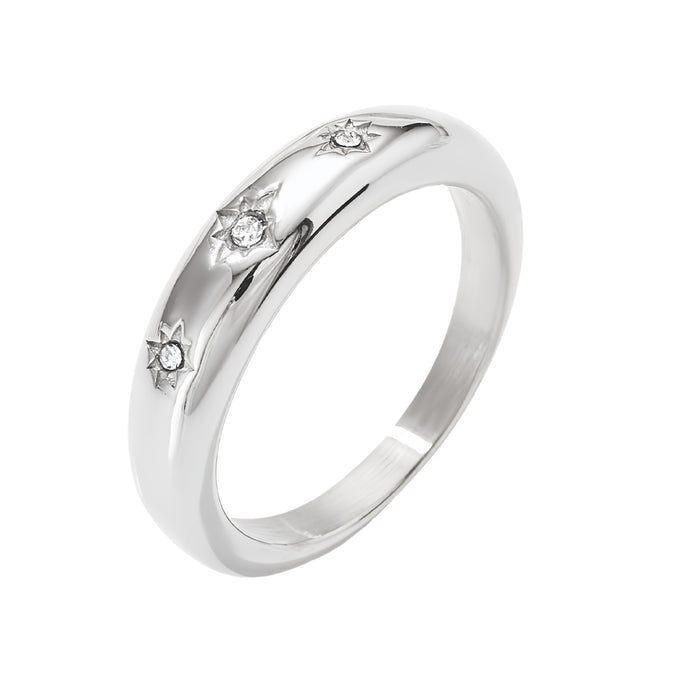 Wholesale Stainless Steel Eight-Pointed Star Micro-Inlay Ring