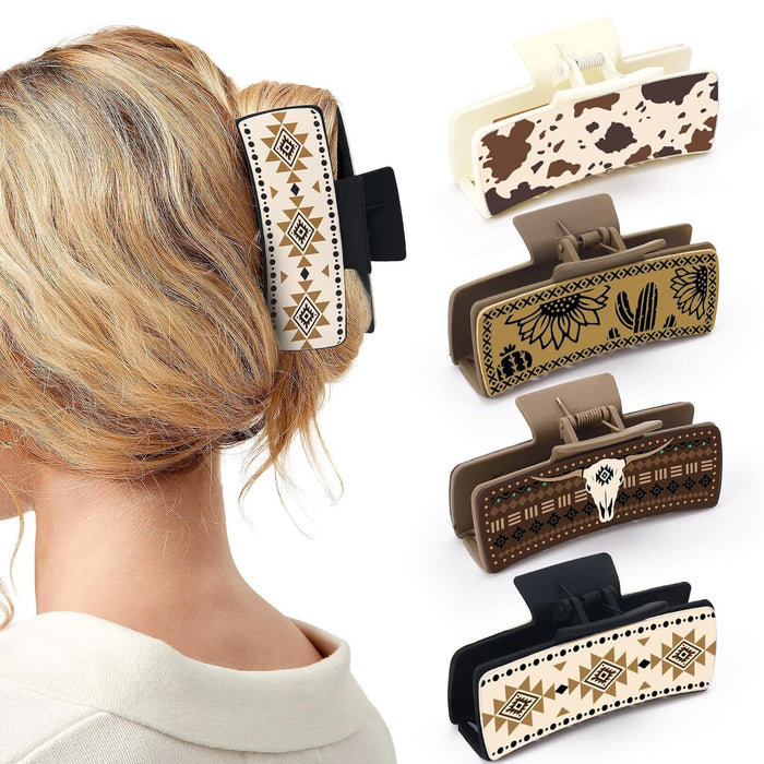 Wholesale PU Bull Head Square Hair Clip JDC-HC-Fengp001