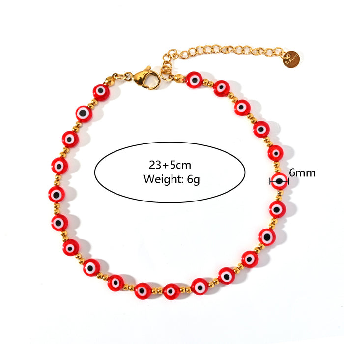 Wholesale Classic Hot Selling Devil's Eye Foot Chain Resin Flat Bead Stainless Steel Accessories Evil Eye Foot Accessories