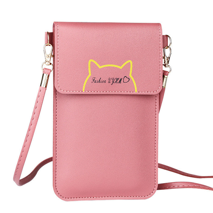 Wholesale Crossbody Phone Bag Wine Red PU Leather Letter Design Women' s Everyday Handbag