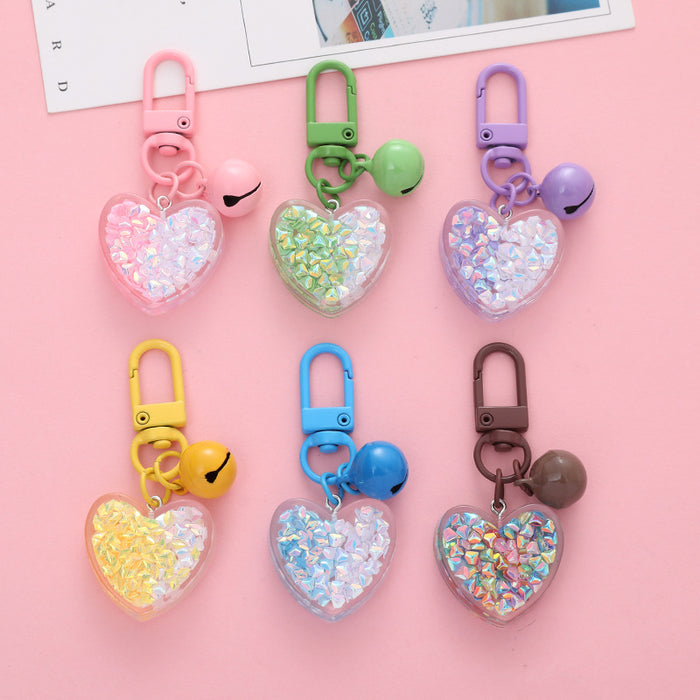 Wholesale Creative Heart Bell Keychain Pendant Peach Heart Accessories