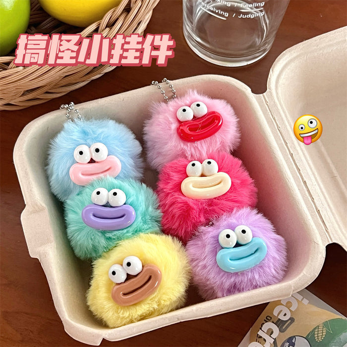 Wholesale Cute Fur Ball Big Mouth Keychain Pendant Ugly Cute Sausage Mouth