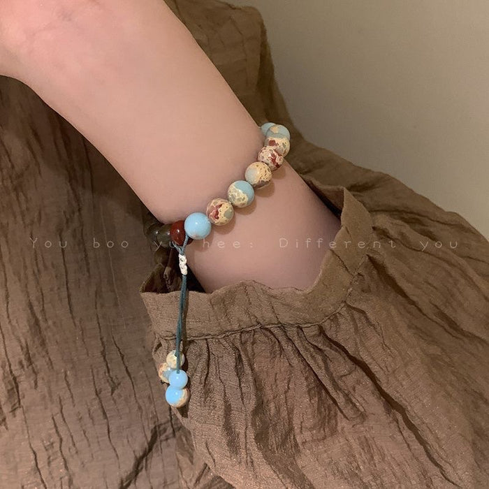 Wholesale Green Sandalwood Splicing Bracelet Wooden Bracelet Vintage Handpiece