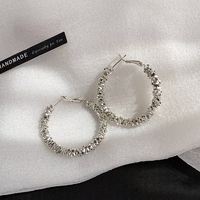 Wholesale  s925 Silver Needle  Ear Ring Super Fairy Metal Big Circle Trendy Earrings Women