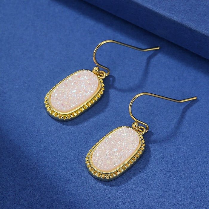 Wholesale Geometric Elliptical Resin Imitation Crystal Tooth Earrings