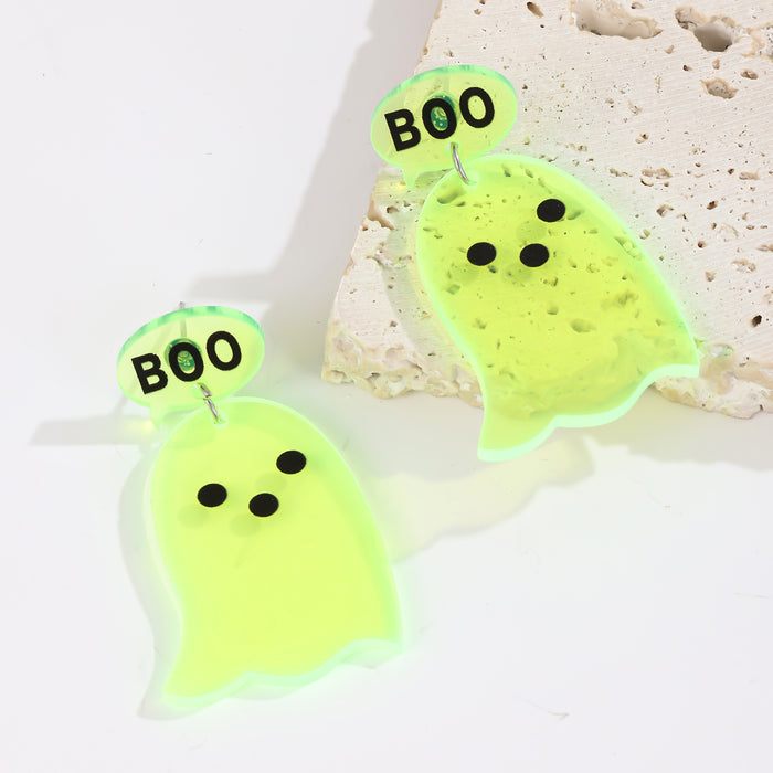 Wholesale Acrylic Skeleton Hand Earrings Horror Atmosphere  Tricky Bat Ghost Earrings