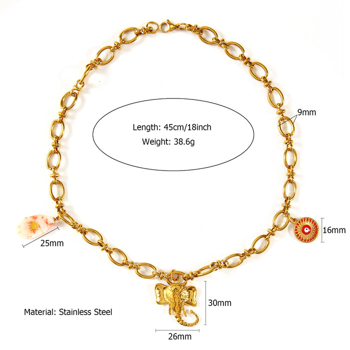 Wholesale Fashionable original scallop necklace with oil dripping eyes, sea scallop stainless steel chain hanging pendant necklace