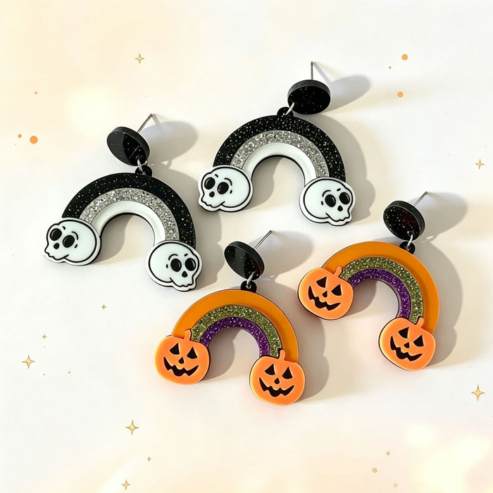 Wholesale  Skull Pumpkin Acrylic Earrings For Women Retro Handmade Dangle Earrings Party Gift Fashion Accessory