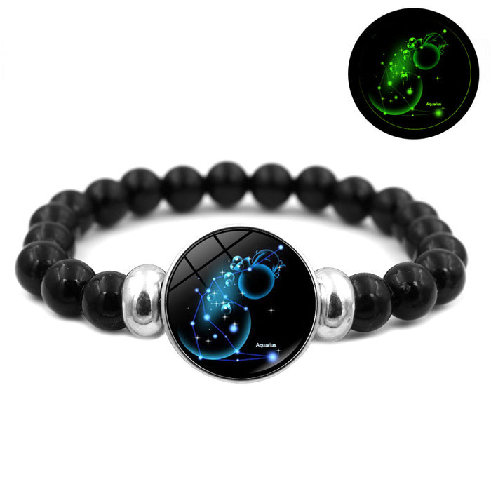 Wholesale Luminous Twelve Constellations Black Handmade Beaded Bracelet