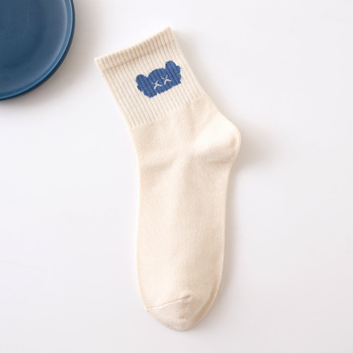 Wholesale Letter socks, short socks, simple stripes, niche design, mid tube sports men's socks, college style