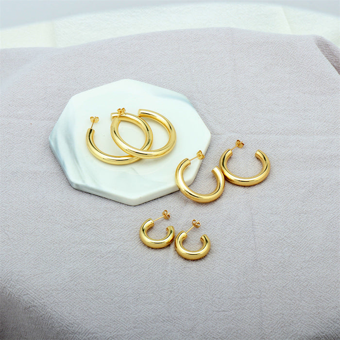 Wholesale Copper Plated 18K Gold Geometric Stud Earrings JDC-ES-TianYi003