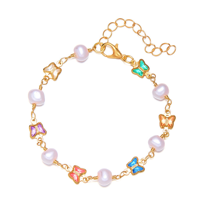 Wholesale Colored diamond heart-shaped chain bracelet
