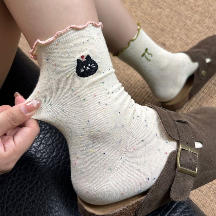 Wholesale Spring and Autumn College Style Mid-Socks Cat Cartoon Socks Children's Ear Edge Socks