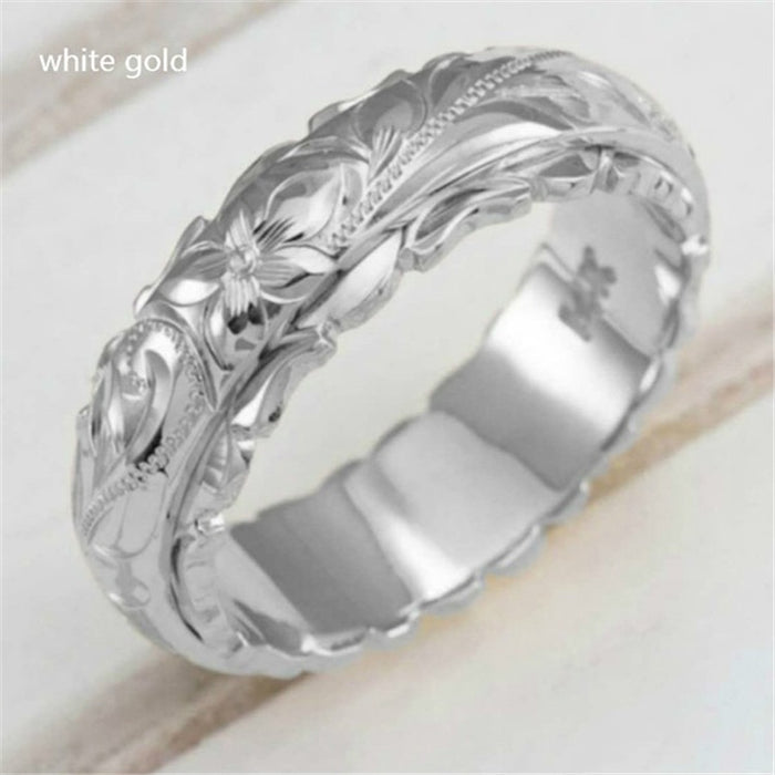 Wholesale Alloy Plated 14k Suspended Carved Rose Flower Ring JDC-RS-Yud017