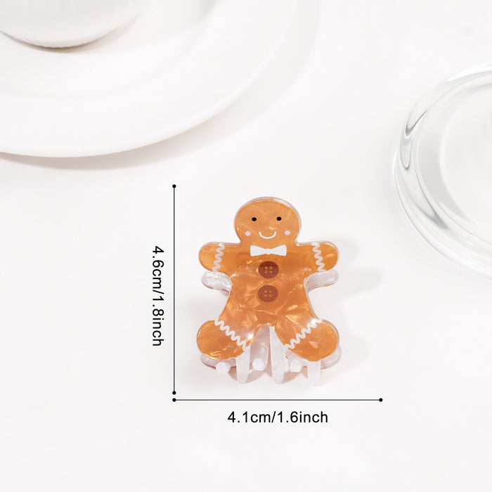 Wholesale Christmas Gingerbread Man Hair Claw Clip Festive Cartoon Snowflake Design PVC Women S Holiday Hair Accessory Trendy Gift For Resale