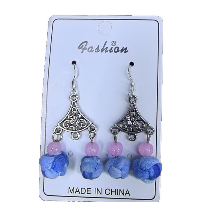 Wholesale Hand woven blue tie dye earrings