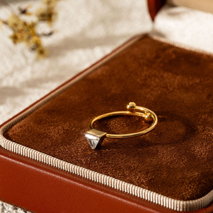 Wholesale Titanium steel ring does not fade, simple diamond inlaid stainless steel tail ring, fashionable and trendy accessory