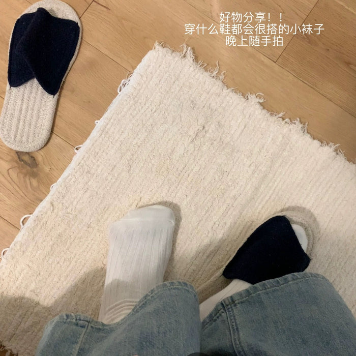 Wholesale Minority Basic Color blocked Stacked Sock Fabric Label Academy Middle Sock Basic