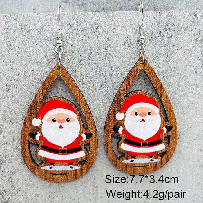 Wholesale  Bell Red Car Water Drop Wooden Earrings Christmas Accessories
