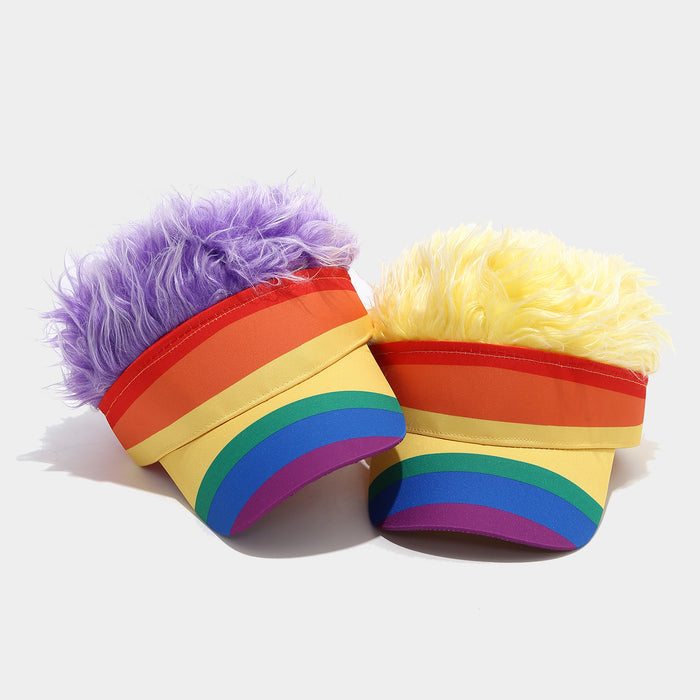 Wholesale Funny colorful striped fake baseball cap for holiday events and parties.