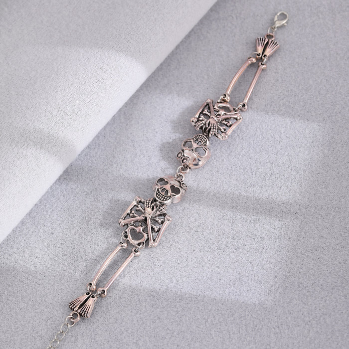 Wholesale Retro Silver Gothic Dark Personality Men' s and Women' s Skull Bracelet