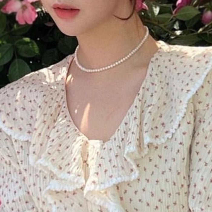 Wholesale Rice pearl necklace, women's collarbone chain, neck chain, double-layer layered women's necklace