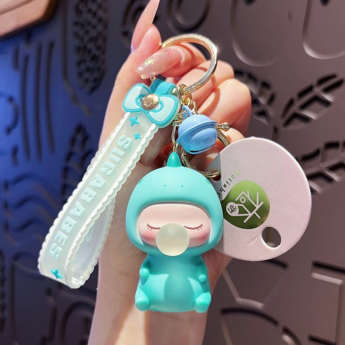 Wholesale Dudu Little Dinosaur Cartoon Keychain Couple Bag Pendant Creative Bubble Doll Small Gift