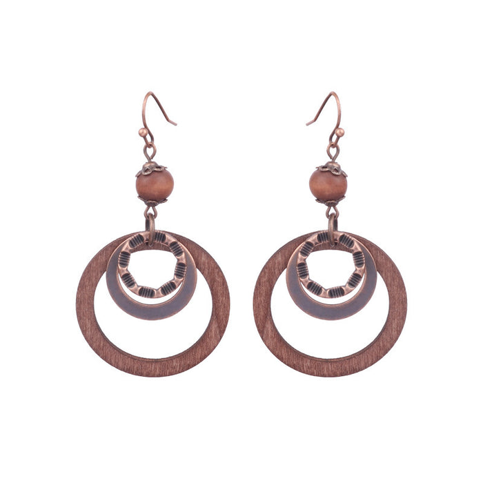 Wholesale Bohemian Wooden Earrings Hollow Flower Geometric Jewelry Accessory MOQ≥2