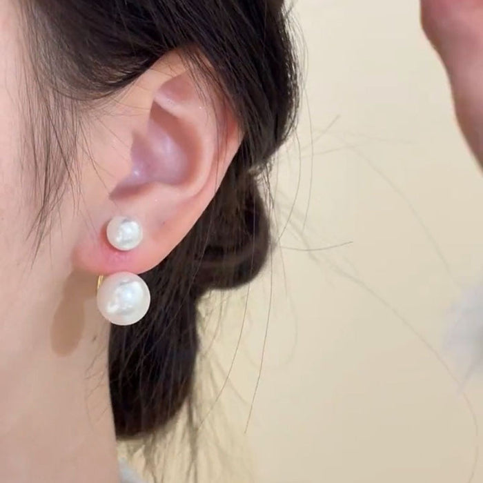Wholesale High end double-sided pearl earrings with elegant design and versatile earrings