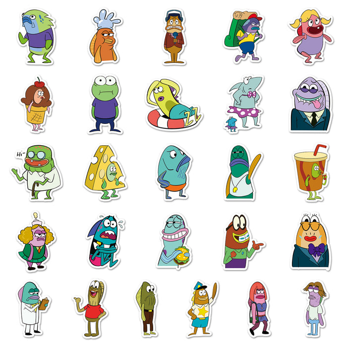 Wholesale 51pcs hand painted cartoon character decorative stickers