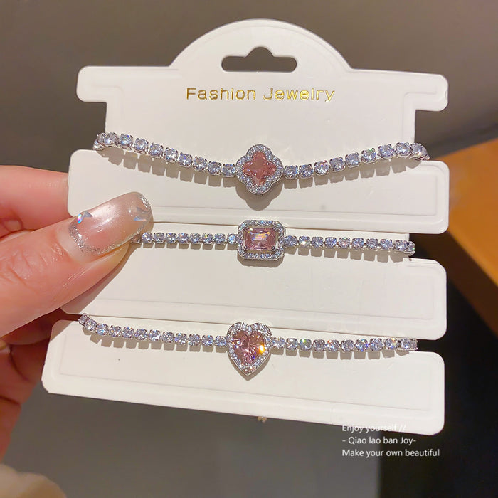 Wholesale Flower Heart Zircon Bracelet Trendy Modern Women Jewelry Accessory