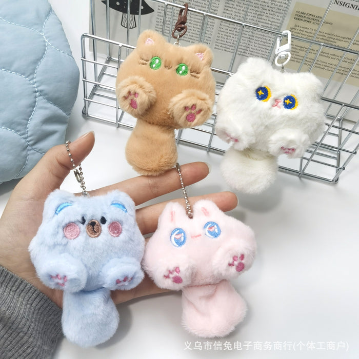 Wholesale Squeaky Little Doll Tail Cat Plush Pendant Little Rabbit Bear Backpack Hanging Brooch Keychain  Accessories
