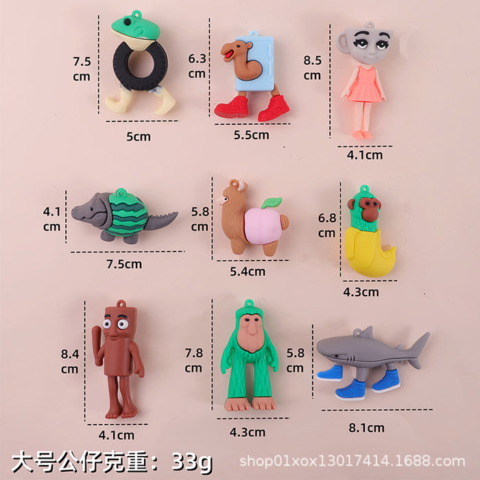 Wholesale Keychain Pendant Abstract Funny Wooden Stick People' s PVC Pendant